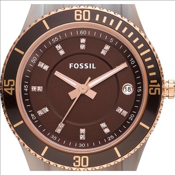 Fossil Stella Resin Rose Gold Crystal Ladies Watch - Picture 4 of 13